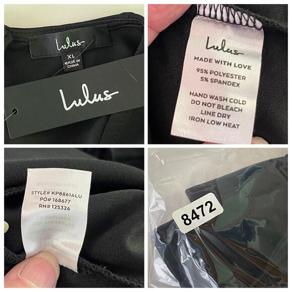 Lulus NEW Enticing Endeavors Black Jumpsuit XL Wide Leg Crepe Knit Square Neck - Picture 11 of 11